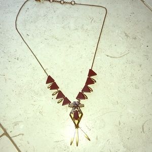 J Crew art deco brass necklace with baguettes